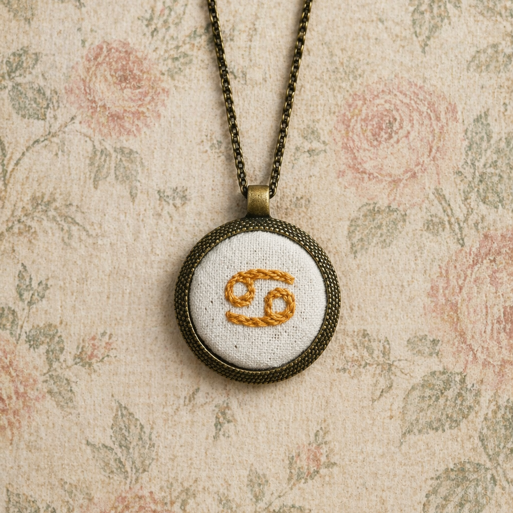 Collana ricamata segno zodiacale Cancro Fildisogno acciaio inossidabile