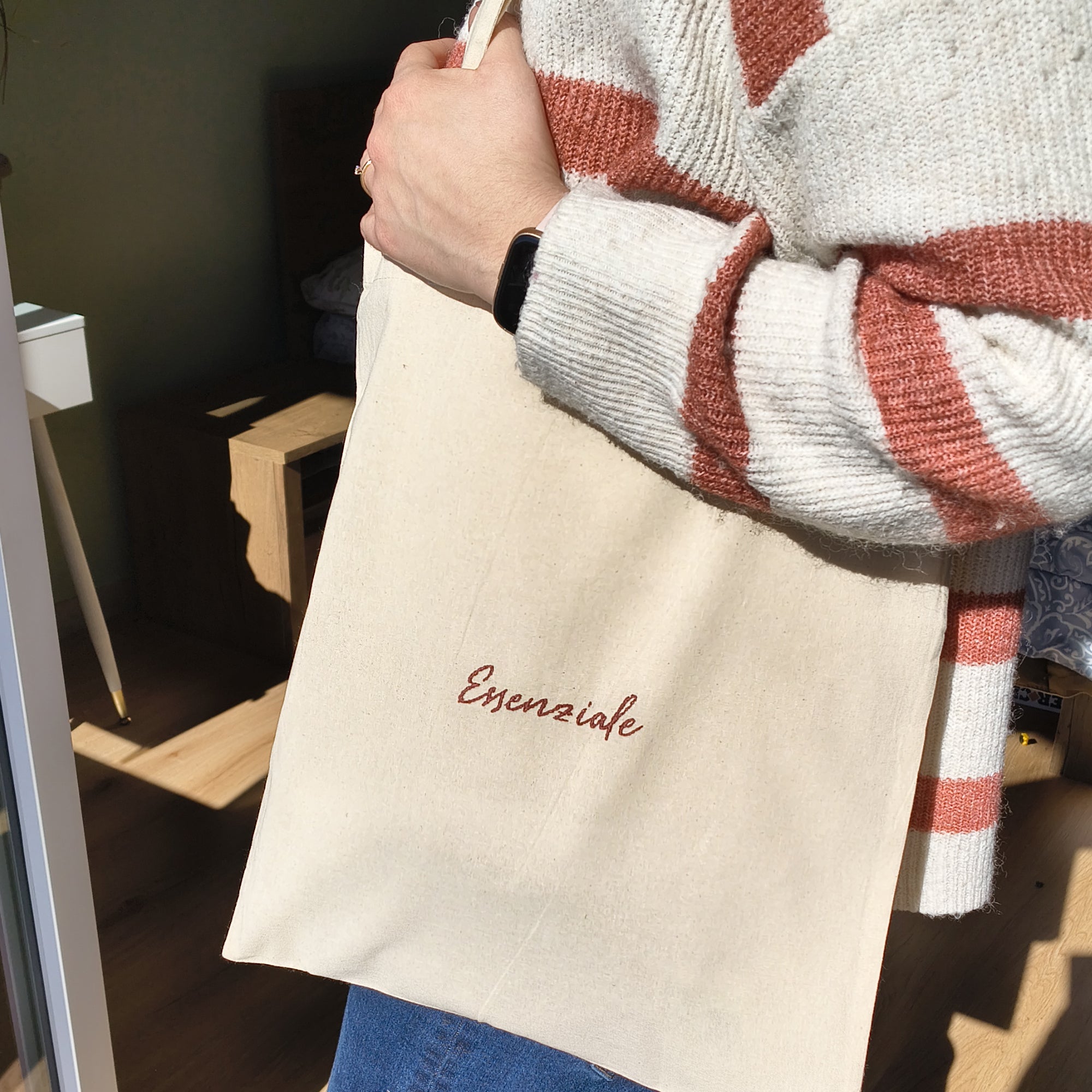 Borsa Tote Bag 100% cotone ricamata - Fildisogno