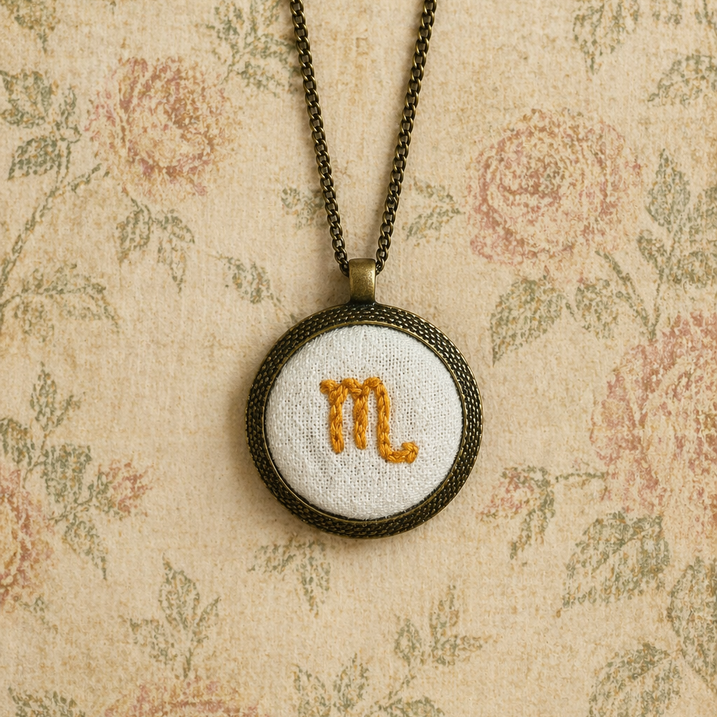 Collana ricamata segno zodiacale Scorpione Fildisogno acciaio inossidabile