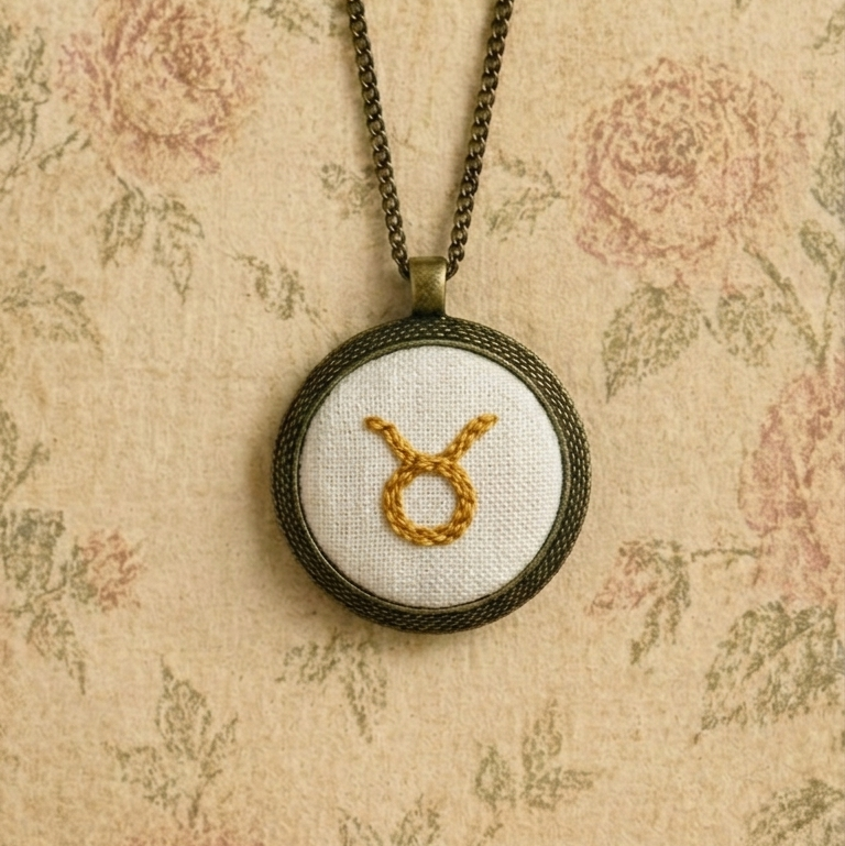 Collana ricamata segno zodiacale Toro Fildisogno acciaio inossidabile