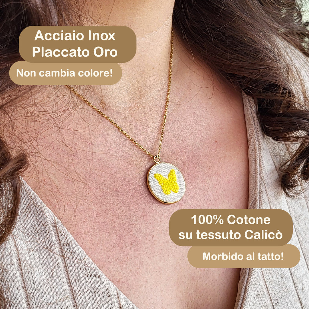 Collana con ciondolo ricamato Fildisogno