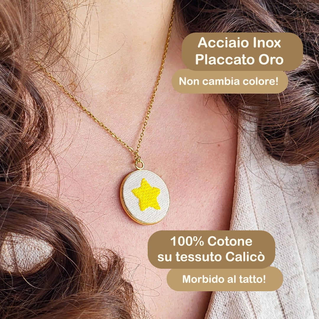 Collana con ciondolo ricamato Fildisogno